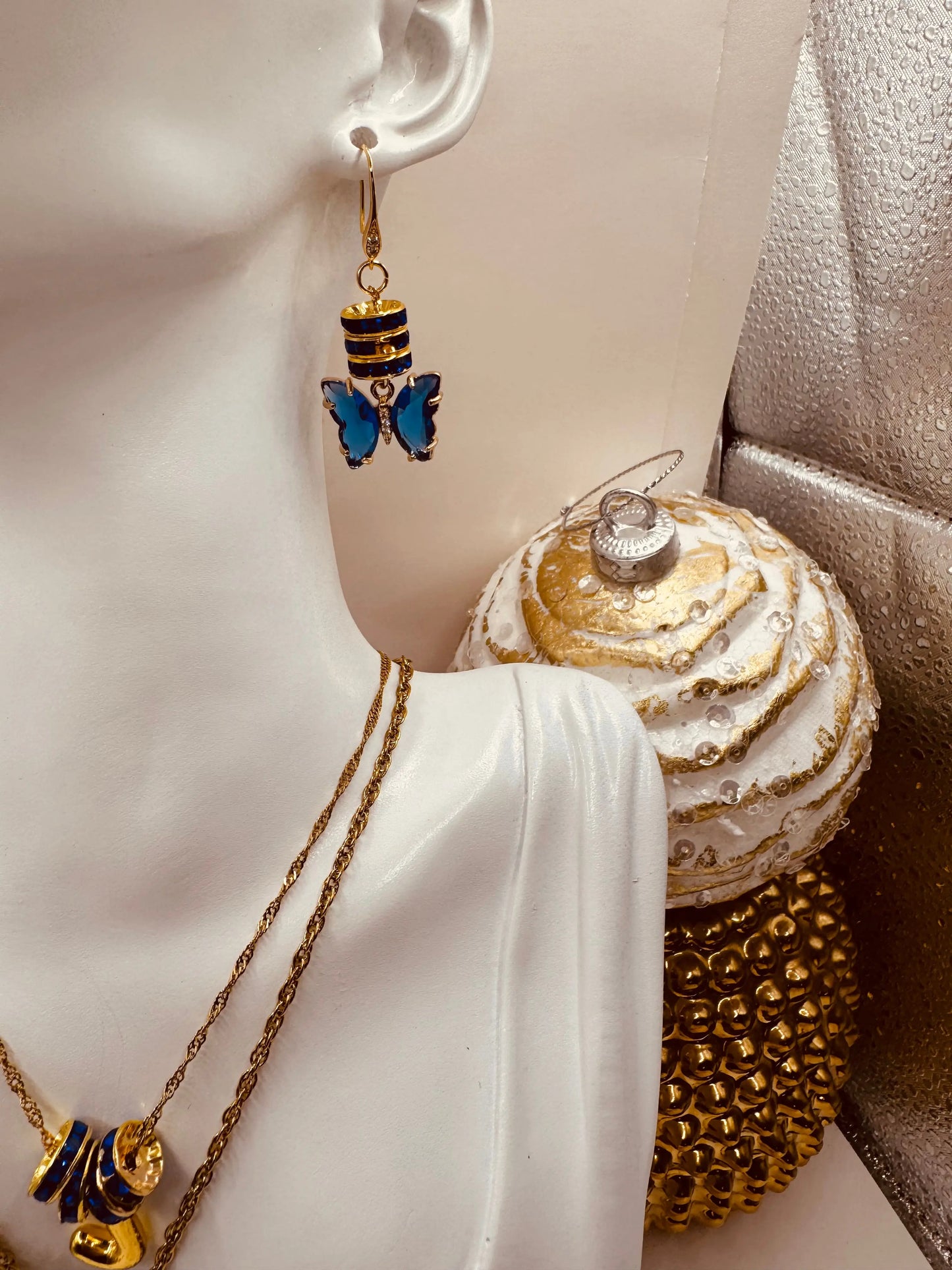 Butterfly Customizable Initial Birth Month layered Necklace and Earrings set. - JNi3 shop