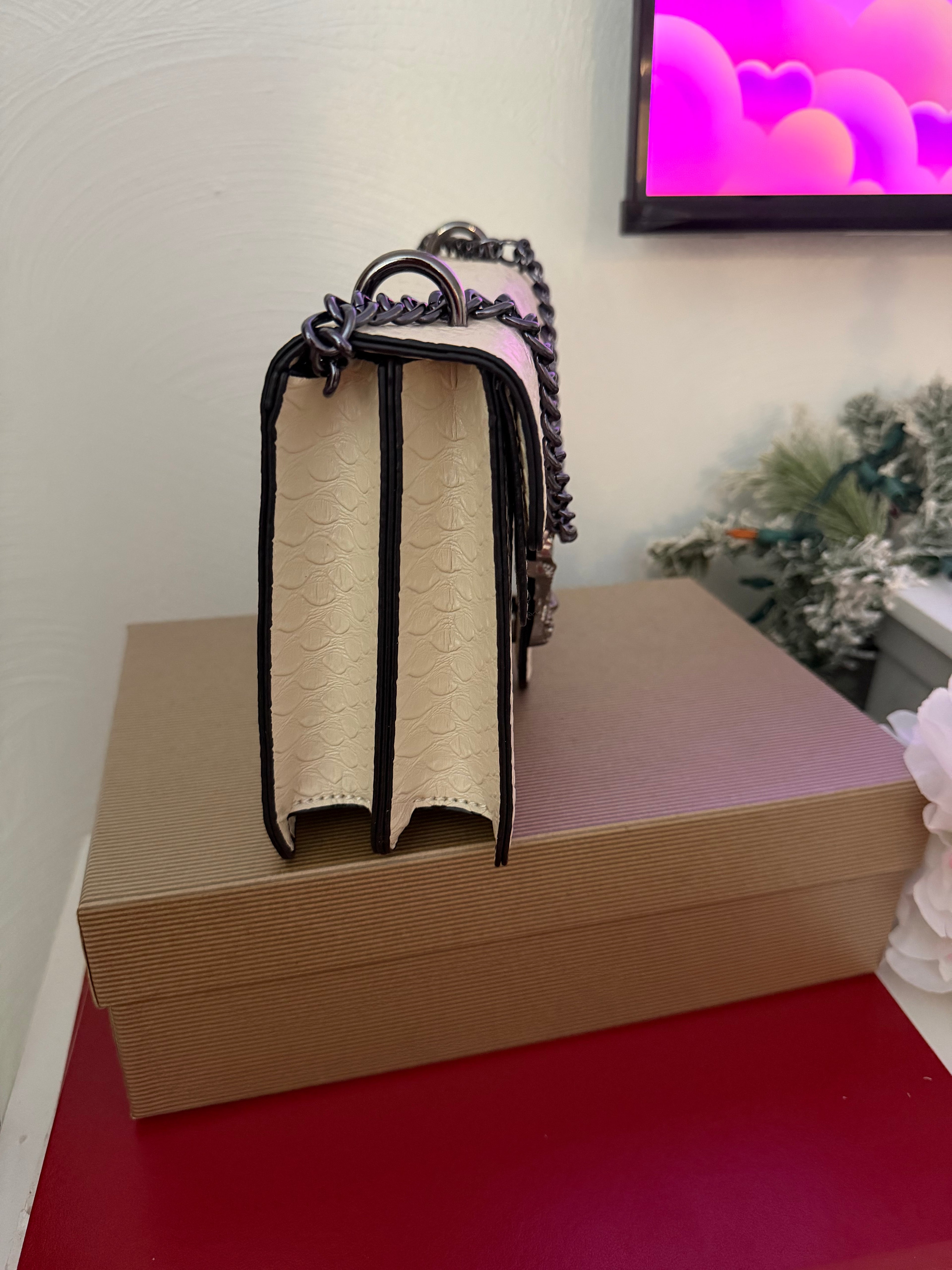 Ivory Snakeskin Stiletto & Dionysus-Style Crossbody Set