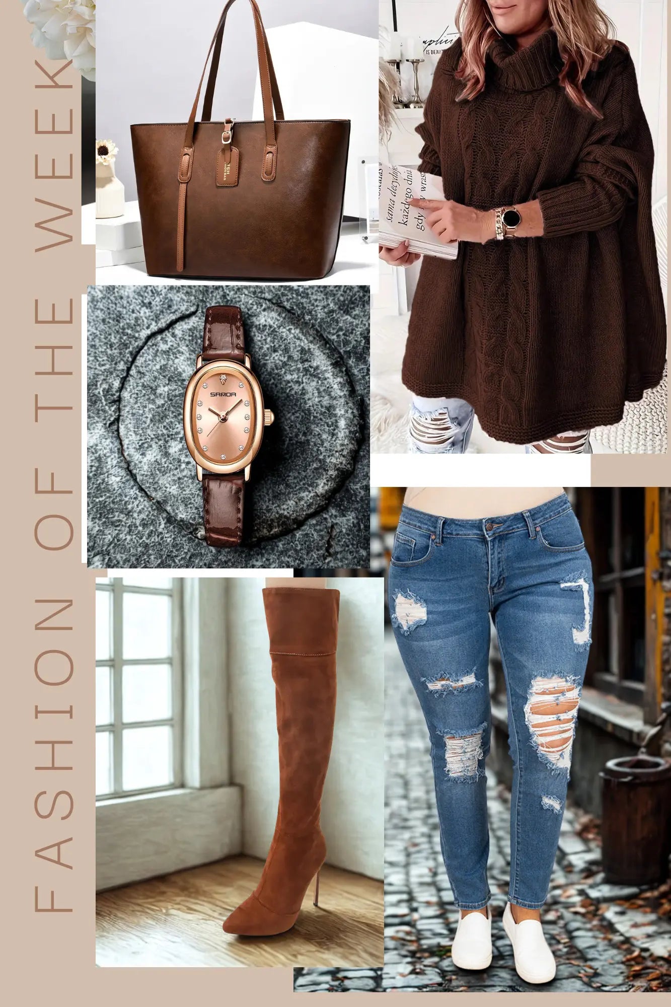 Women worn jeans and brown batwing sweater plus size outfit JNi3 shop