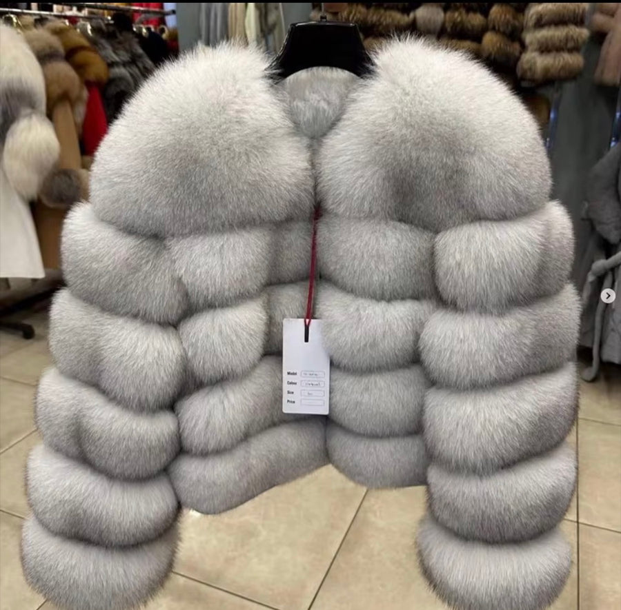 Luxury Genuine Fox Fur Cropped Jacket