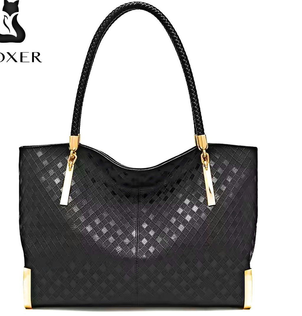 Black Genuine Leather Tote Bag