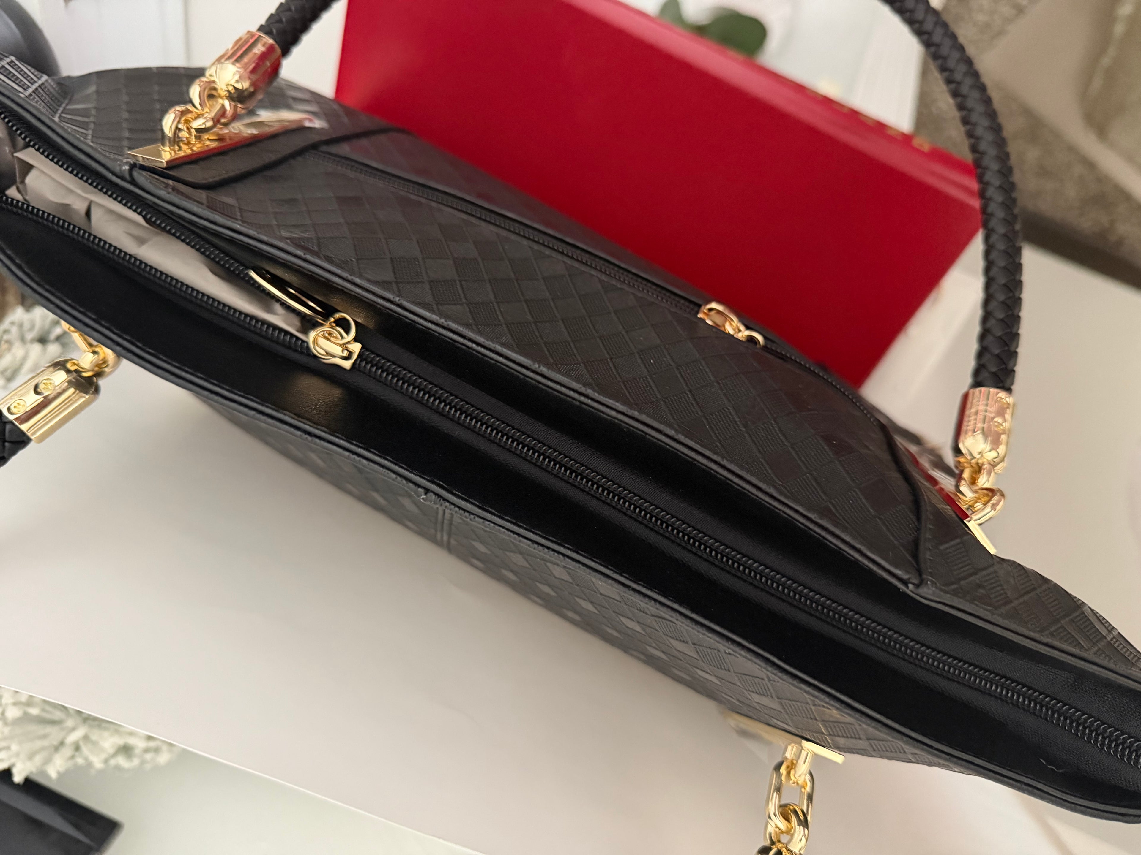 Black Genuine Leather Tote Bag
