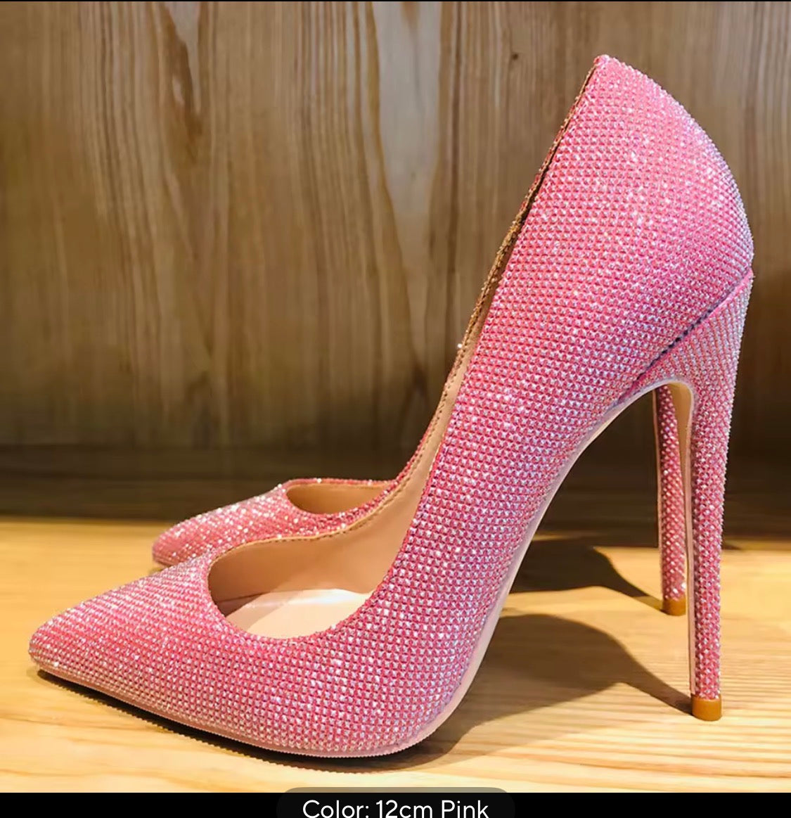 Pink Rhinestone Heels, Sparkly Crystal Stiletto Pumps, Pointed Toe Bling High Heels, Glam Wedding Shoes, Prom & Evening Shoes, Statement Heels
