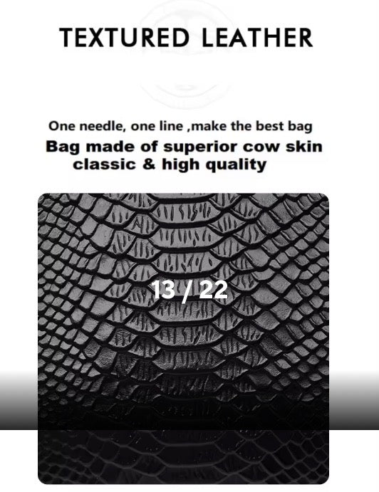 Black Snake Pattern Leather Business Bag
