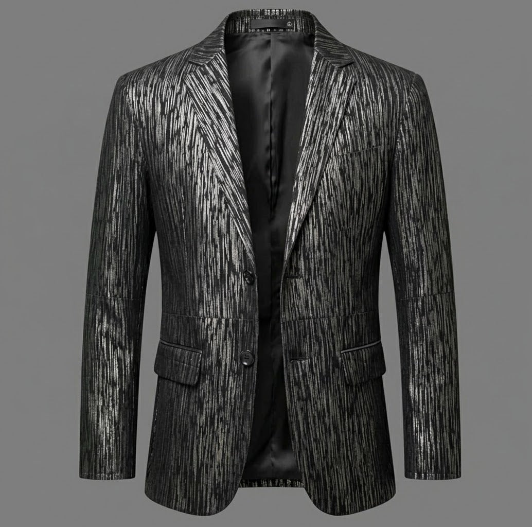 Men's Genuine Sheepskin Leather Blazer Jacket, Luxury Textured Pattern Slim Fit Sport Coat, Black Leather Tuxedo Blazer for Men, Gift for Him