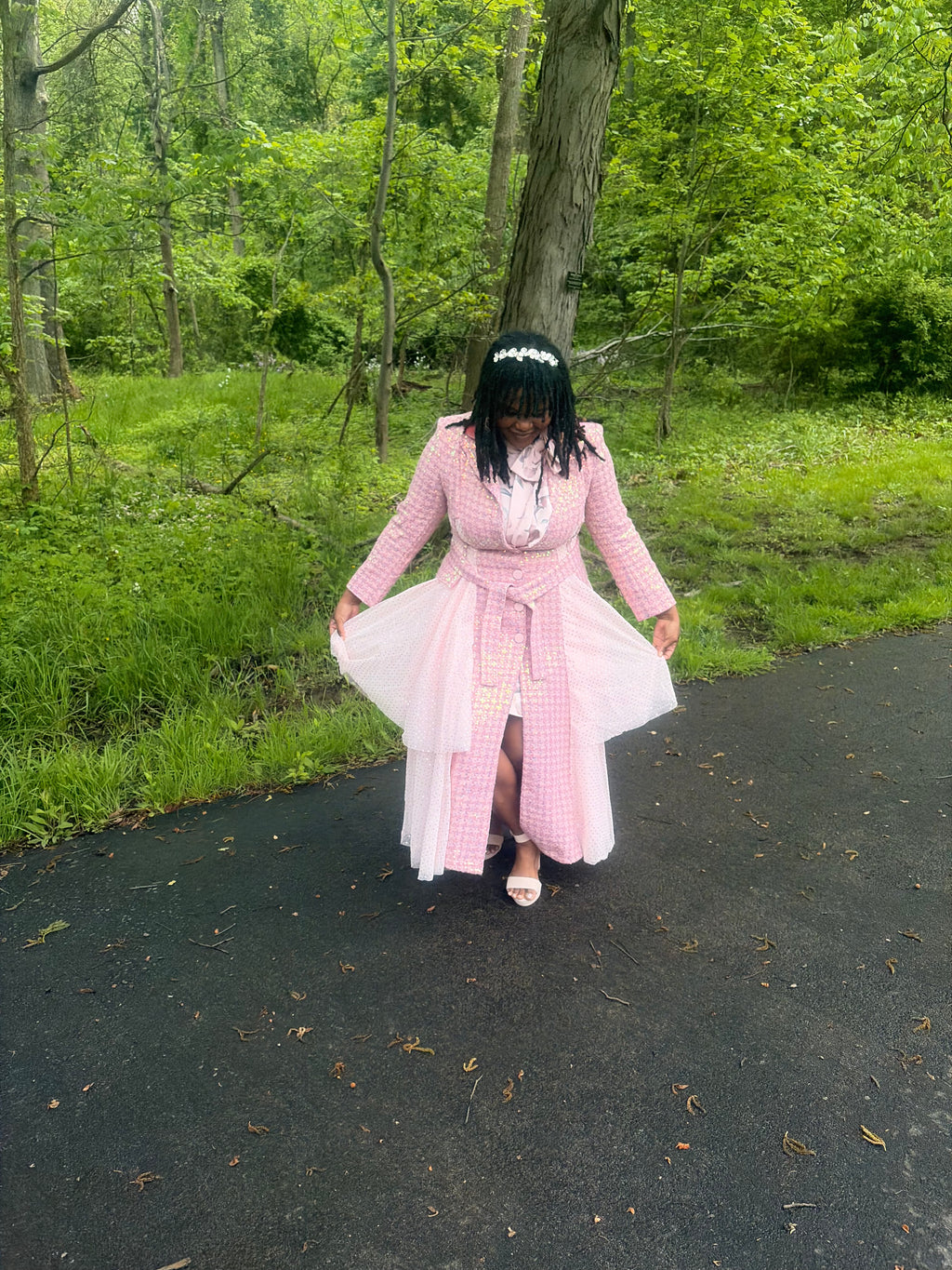 Stunning pink Sequins Mesh Layered Trench Coat – Elegant Evening Outerwear