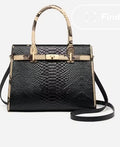 Black Snake Pattern Leather Business Bag