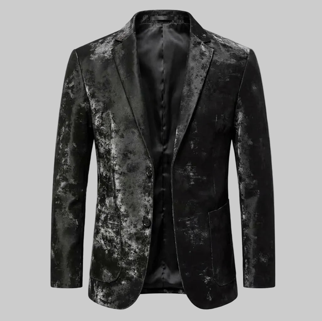 Men's Genuine Sheepskin Leather Blazer Jacket, Luxury Textured Pattern Slim Fit Sport Coat, Black Leather Tuxedo Blazer for Men, Gift for Him
