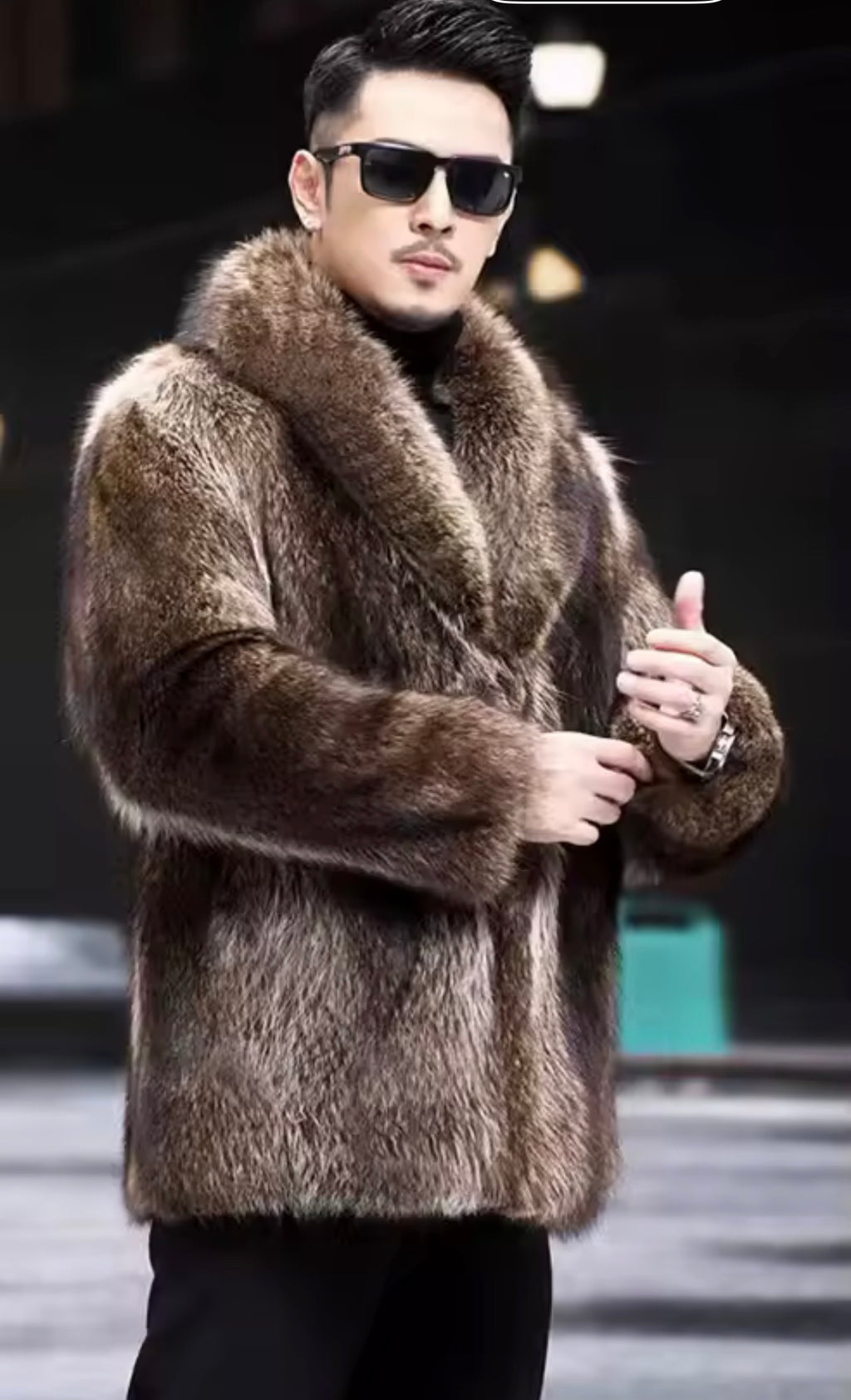 Men’s Faux Fur Coat – Winter Thick Warm Shaggy Overcoat, Vintage Lapel Collar Fluffy Jacket for Cold Weather