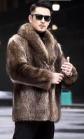 Men’s Faux Fur Coat – Winter Thick Warm Shaggy Overcoat, Vintage Lapel Collar Fluffy Jacket for Cold Weather