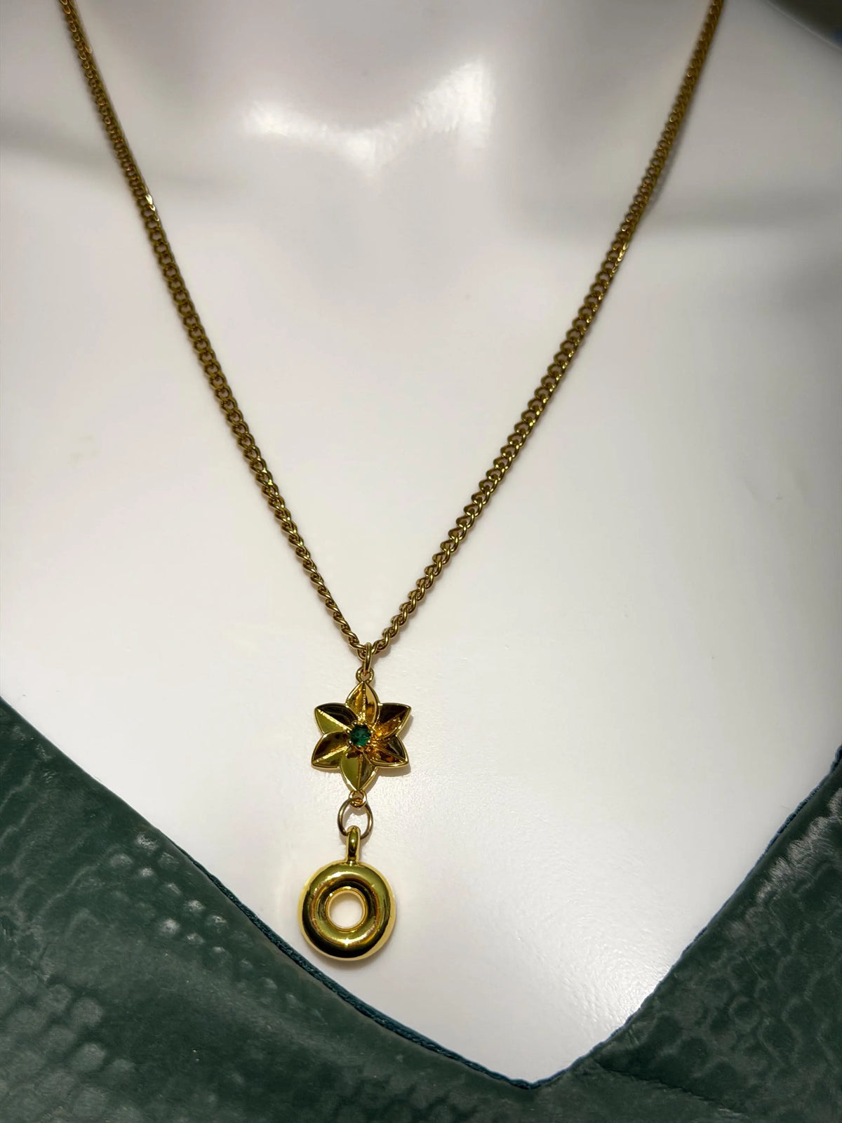 Personalized 18K Gold PVD Birth Month Flower & Initial Pendant Necklace