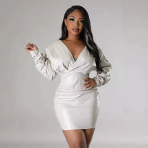 White leather dress outfit(white)