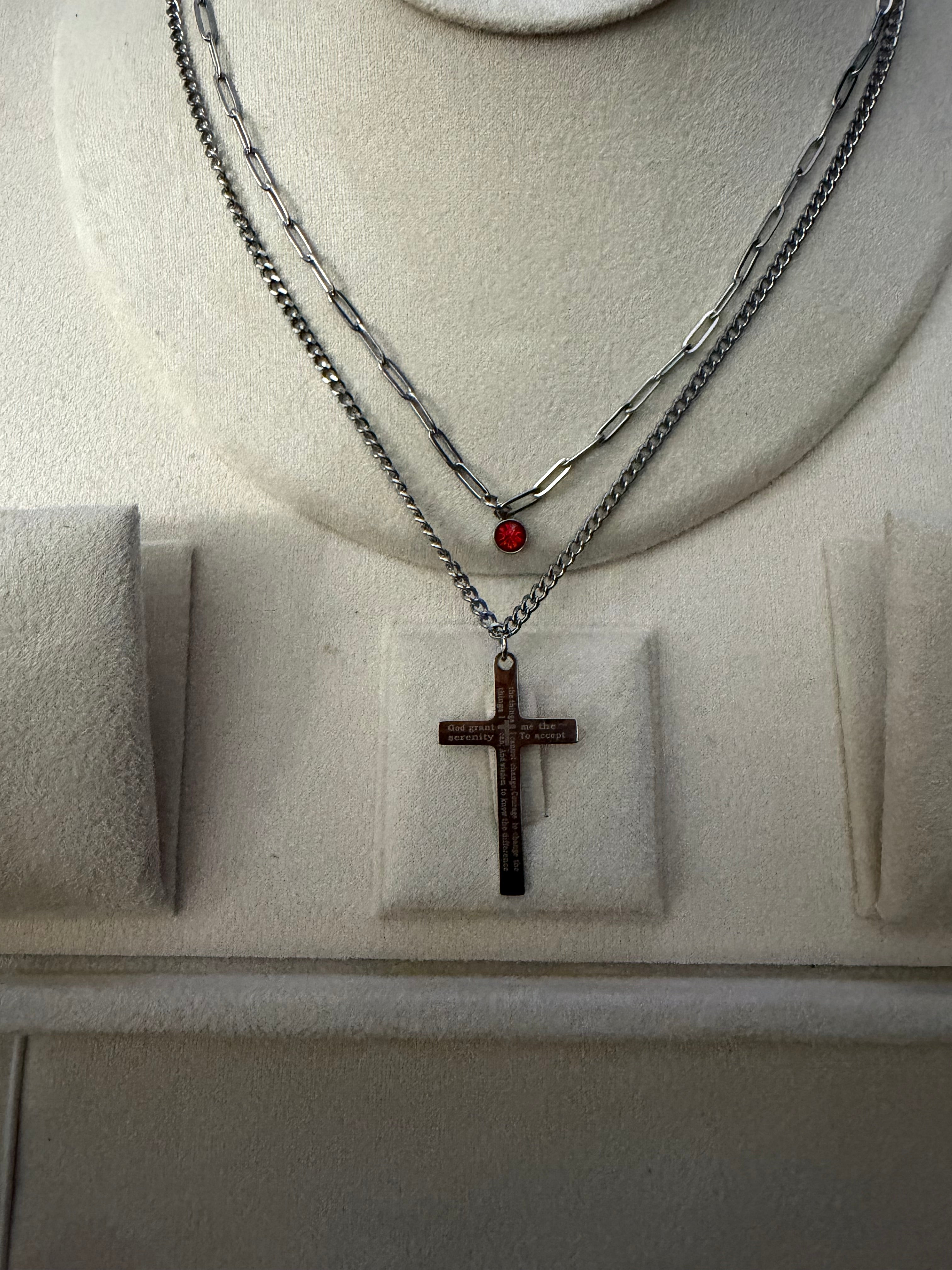 Serenity Prayer engraved Cross pendant Necklace for Men and Women,316  Stainless Steel
