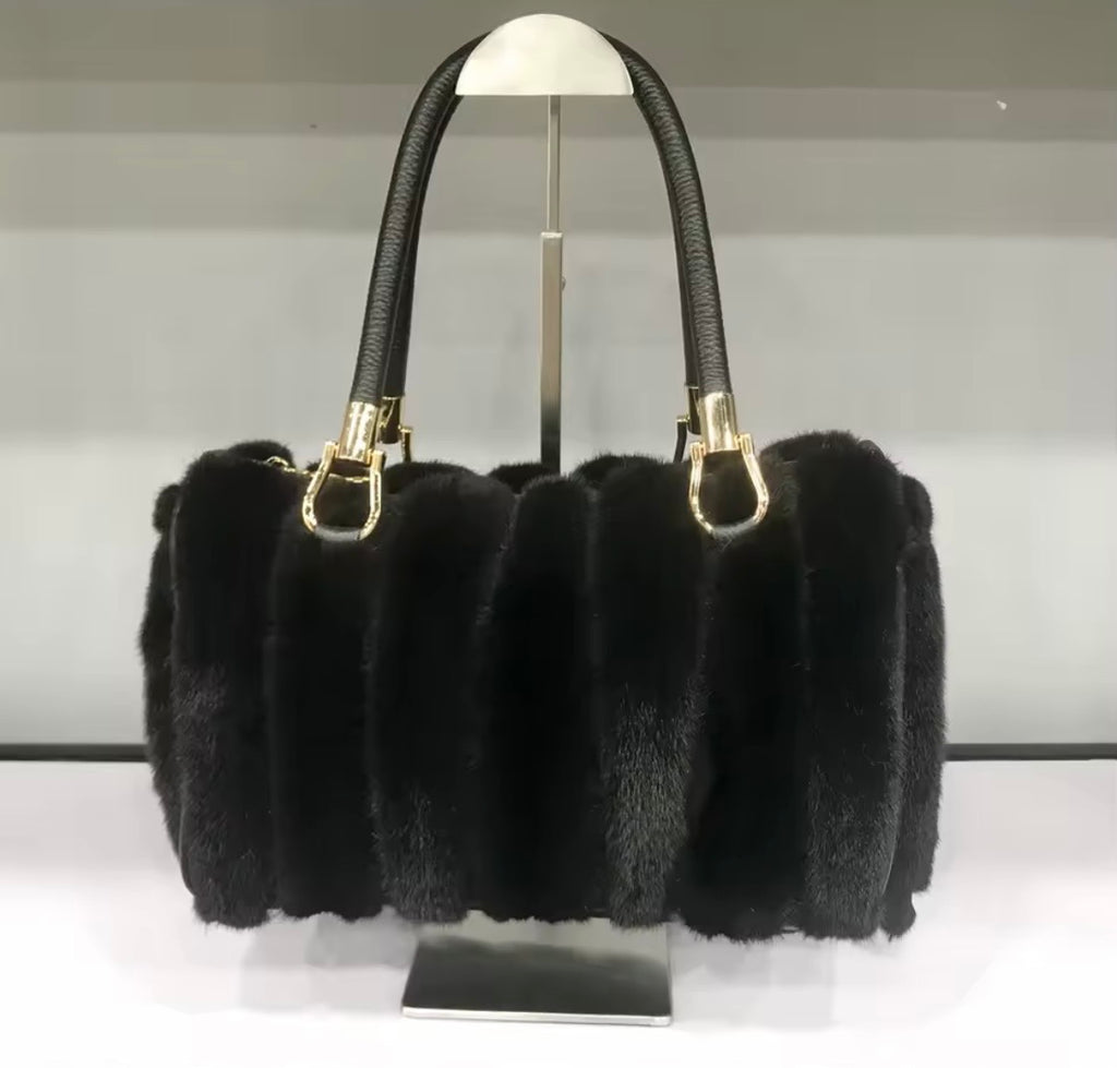 Vintage Black Mink Fur 3-Piece Set | Coat, Hat & Purse