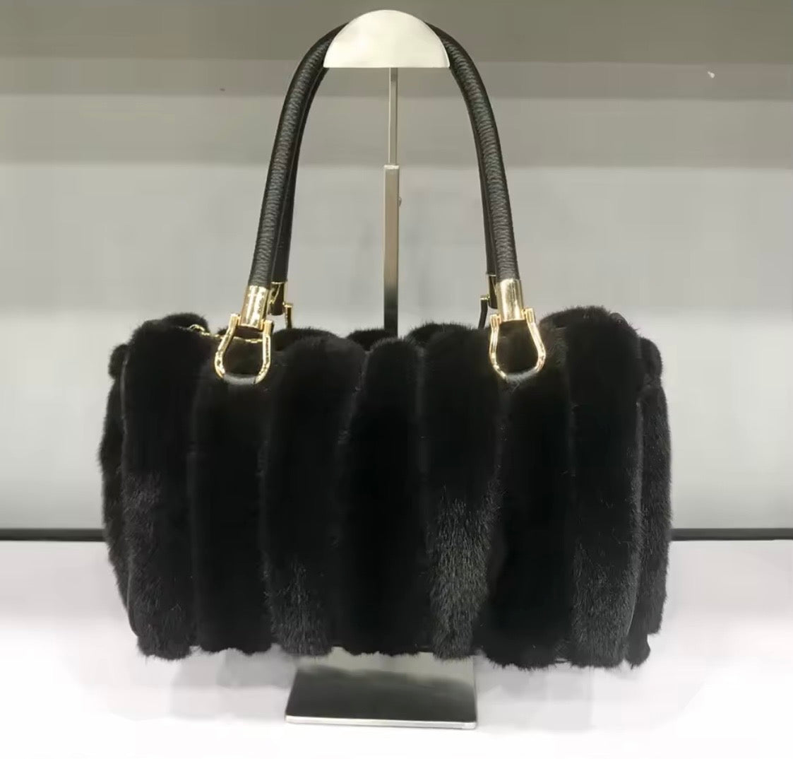 Vintage Black Mink Fur 3-Piece Set | Coat, Hat & Purse