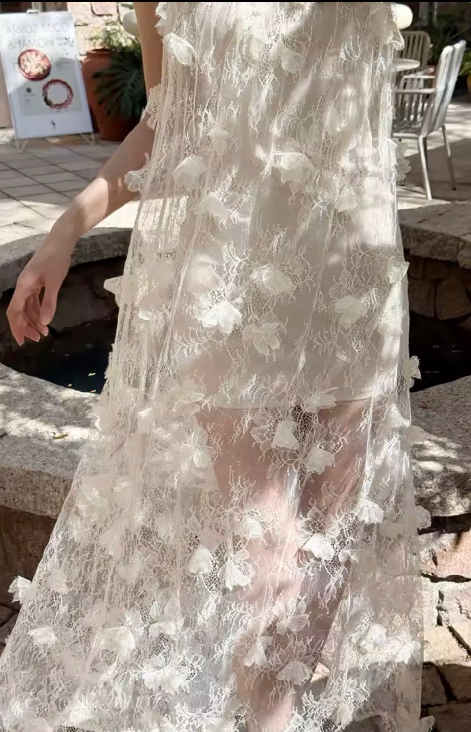 White 3D Floral One-Shoulder Maxi Dress | Ethereal floral Appliqué Summer Gown