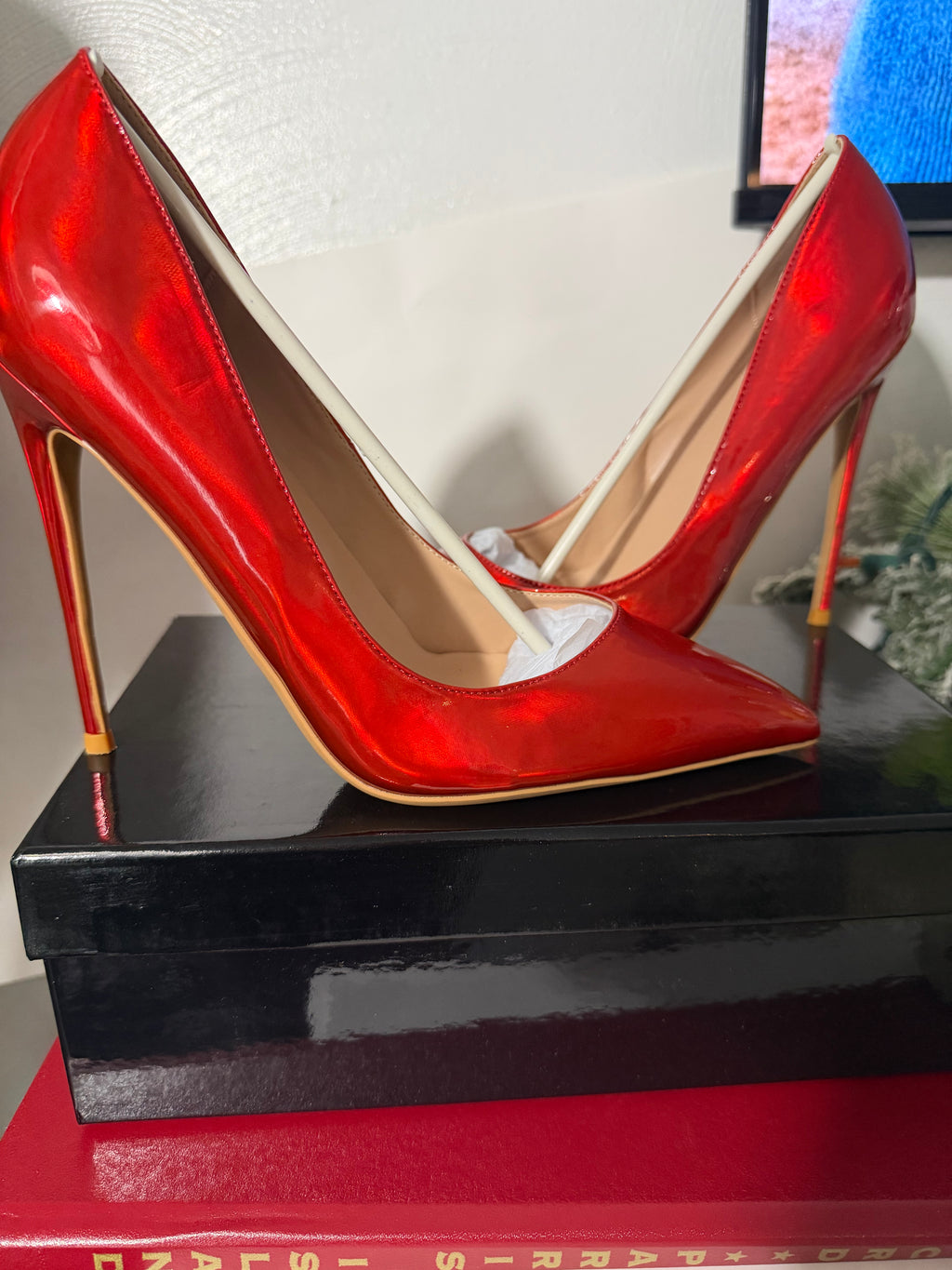 Laser Red  Stiletto Pumps