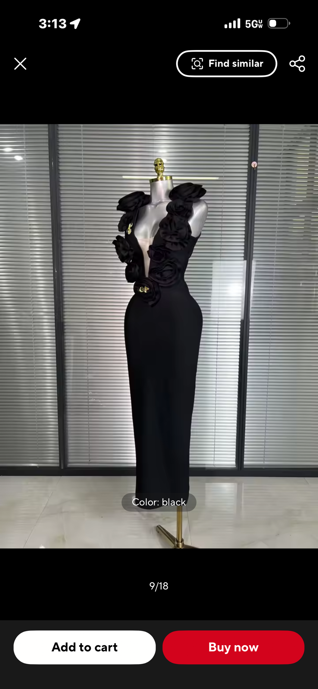 3D Rose V-Neck Bandage Dress & Earrings | Gala Outfit