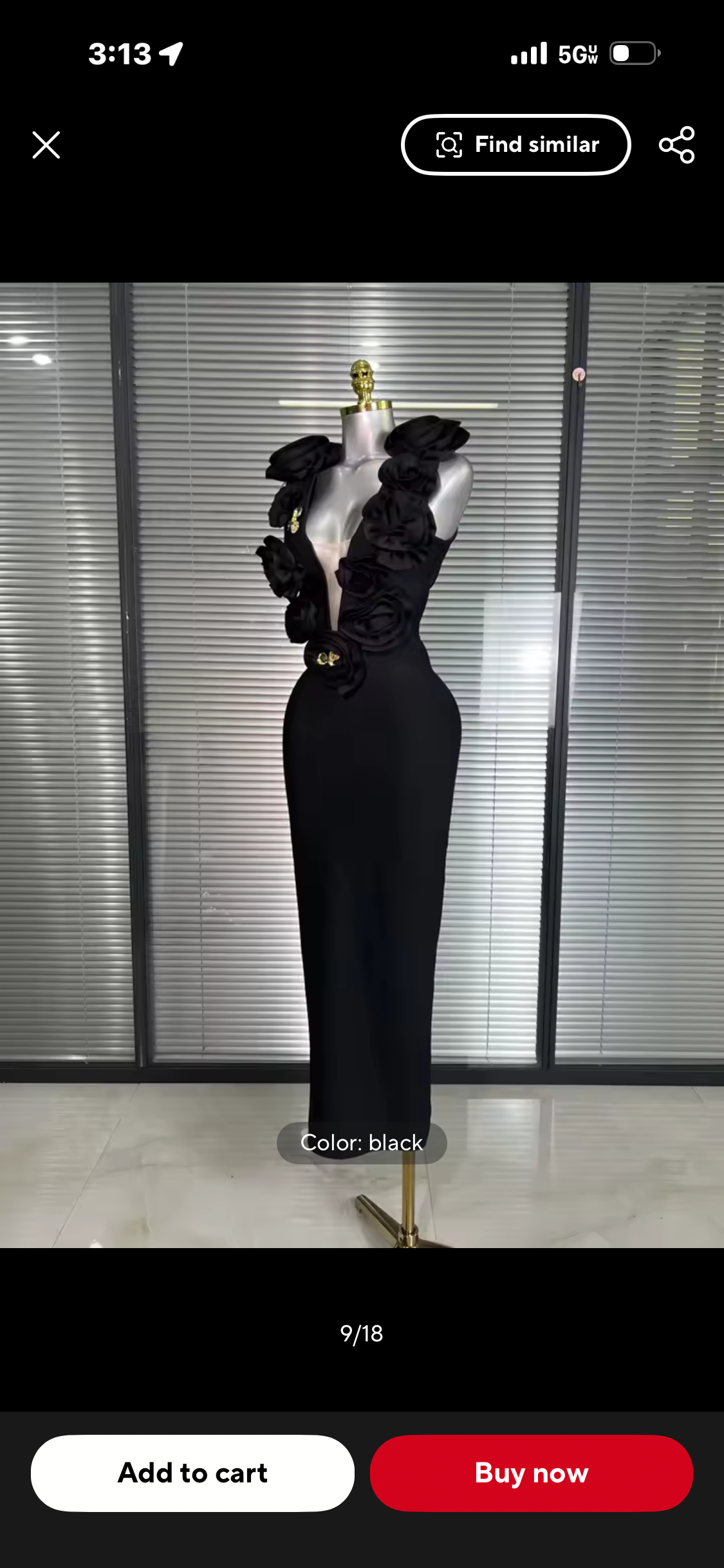 3D Rose V-Neck Bandage Dress & Earrings | Gala Outfit