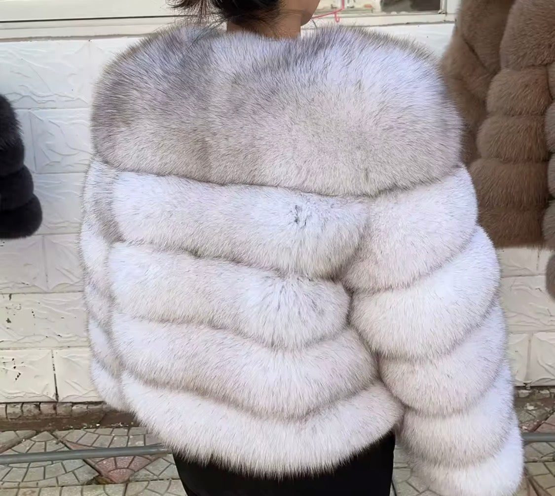 Luxury Genuine Fox Fur Cropped Jacket