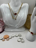 18k Gold PVD Birth Month double layered pendant Necklace, Bracelet and Earrings 3 pce set. - JNi3 shop