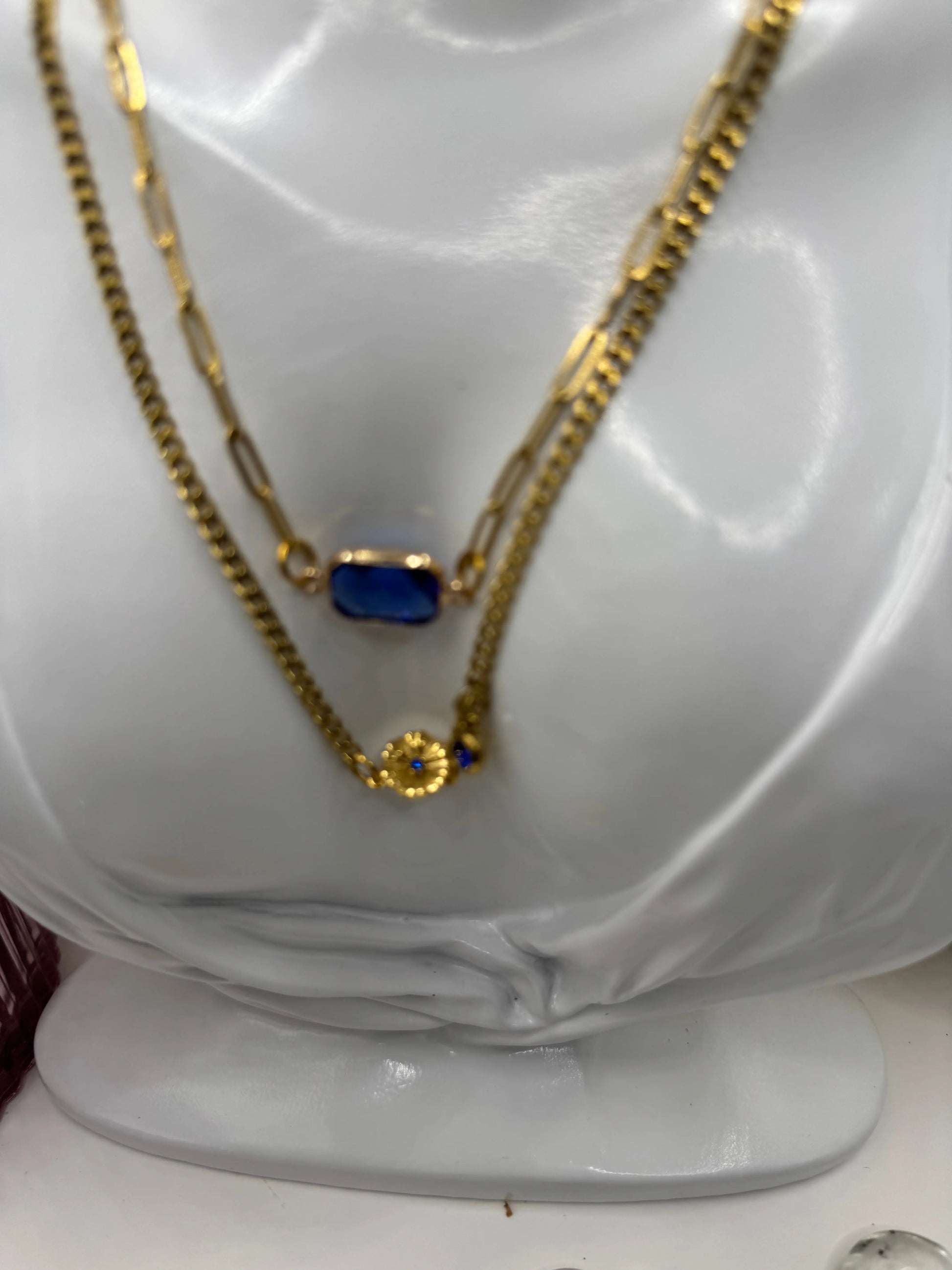 18k Gold PVD Birthstone and Flower layered pendant Necklace - JNi3 shop