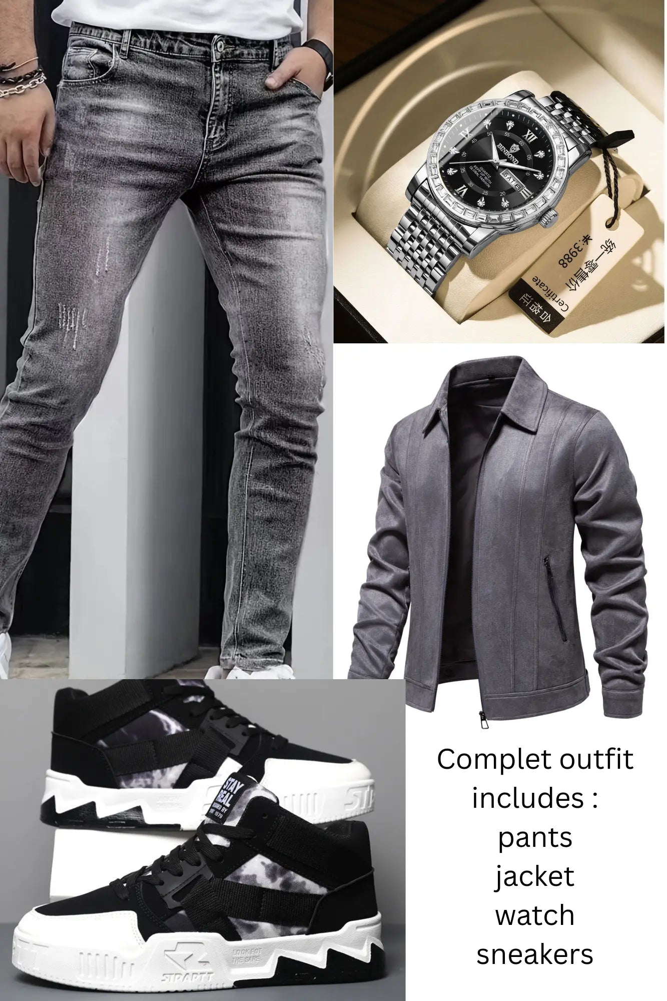 Men’s gray fall/ winter outfit JNi3 shop
