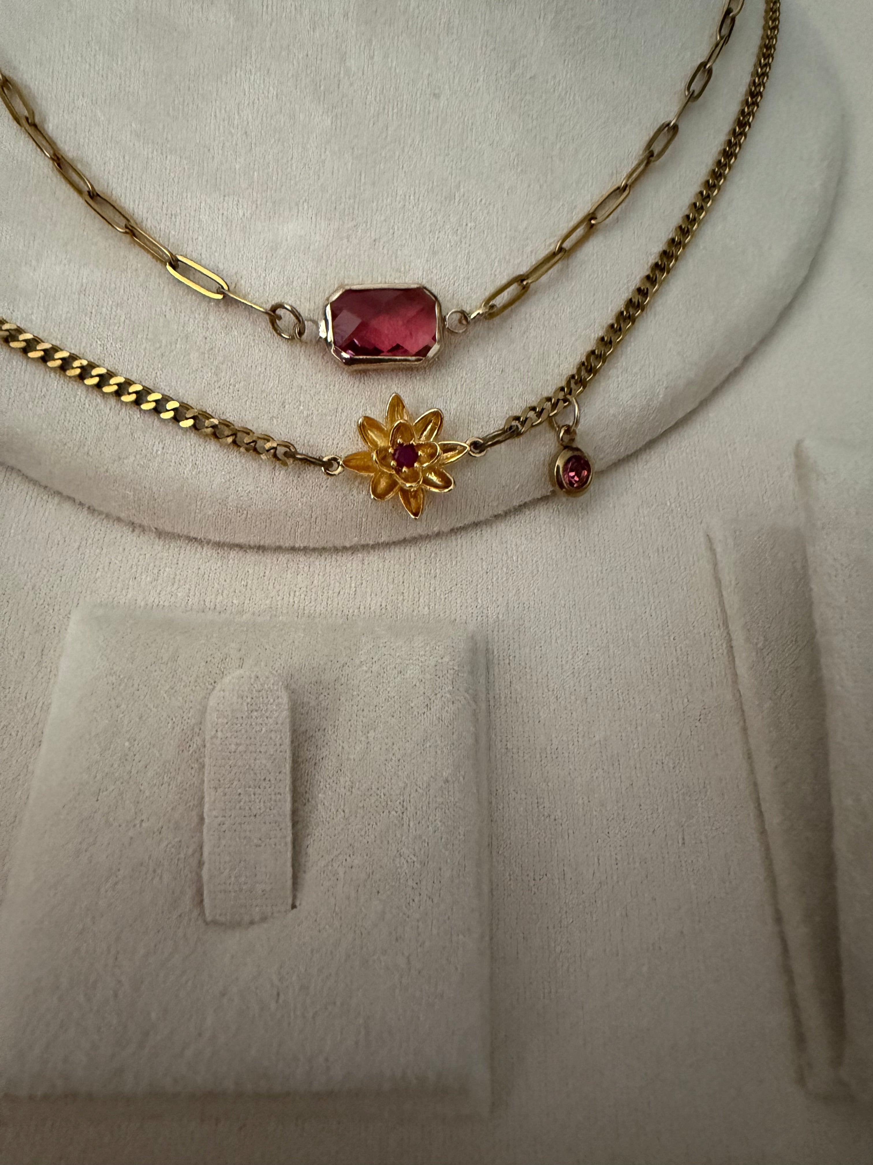 18k Gold PVD Birth Month double layered pendant Necklace, Bracelet and Earrings 3 pce set.