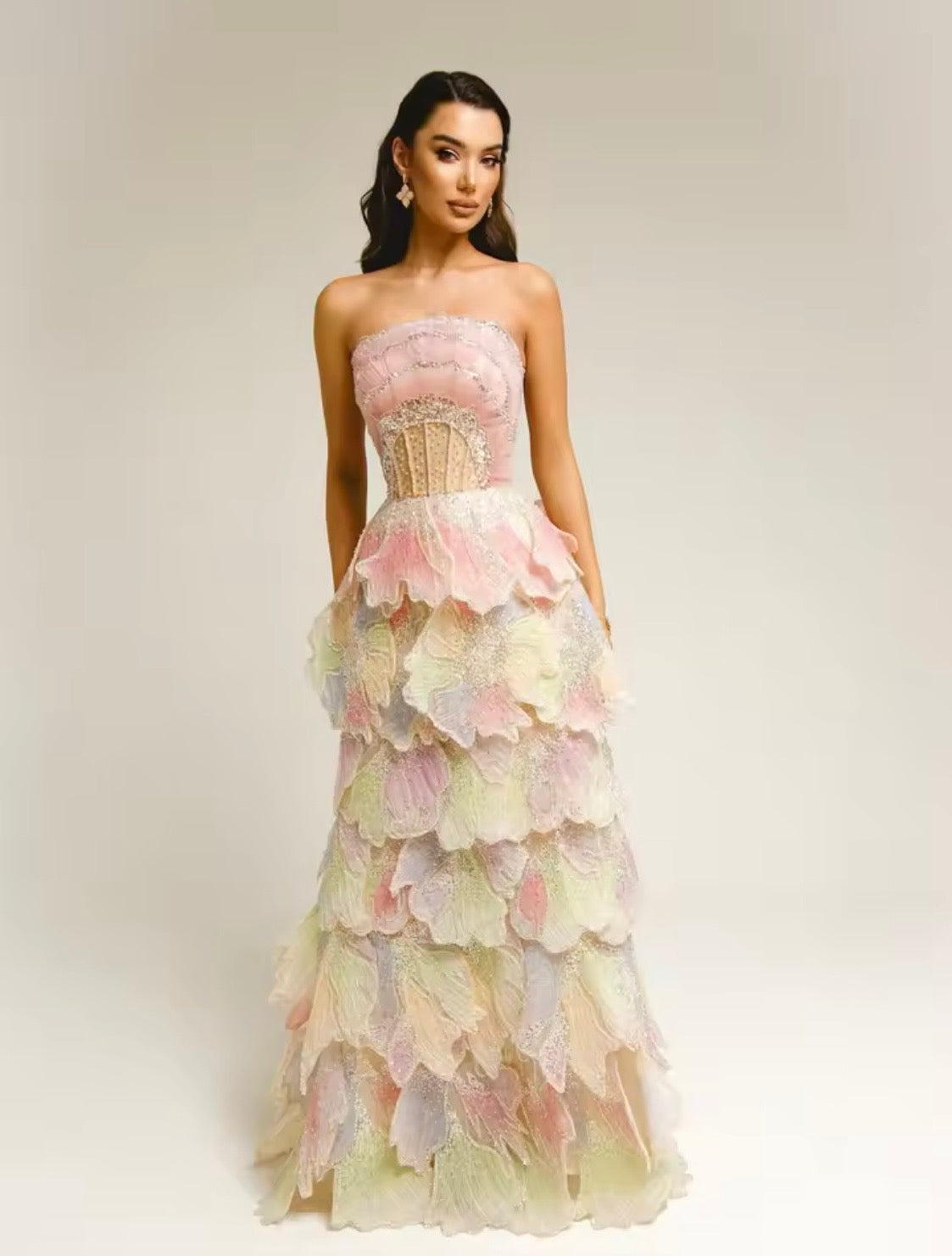 Custom made Enchanting Petal Evening Gown,Fairy Core Prom Dress(6-8 wks delivery)