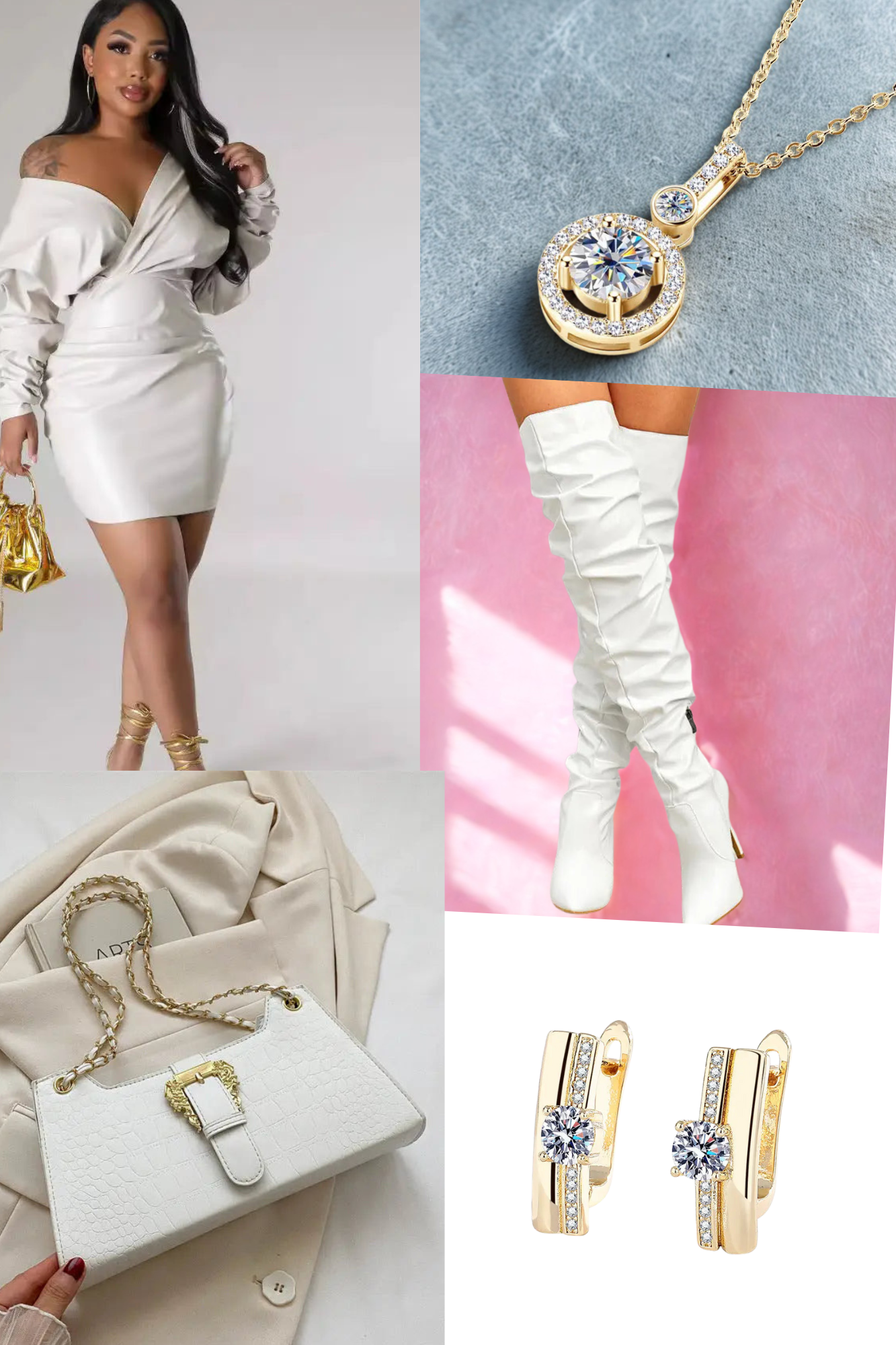 White leather dress outfit(white)
