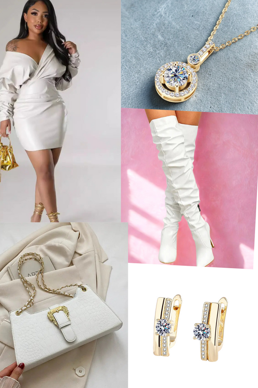 White leather dress outfit(white)
