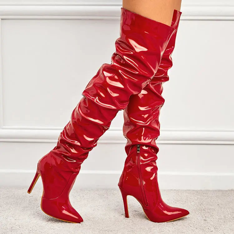 leather dress outfit{brown/red)