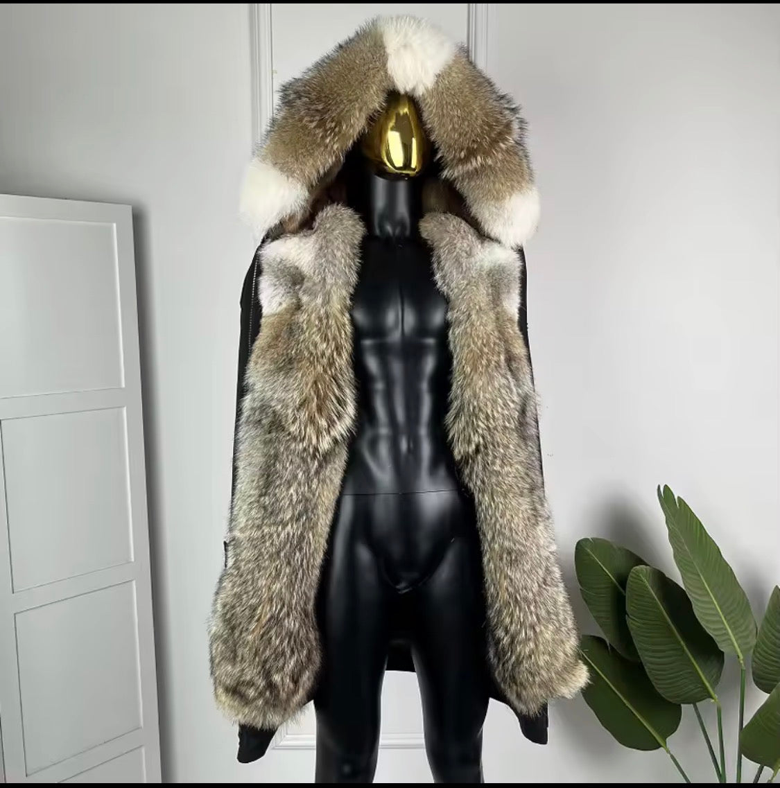 Men's Real Coyote Fur Parka – Luxury Winter Hooded Jacket with Genuine Fur Trim