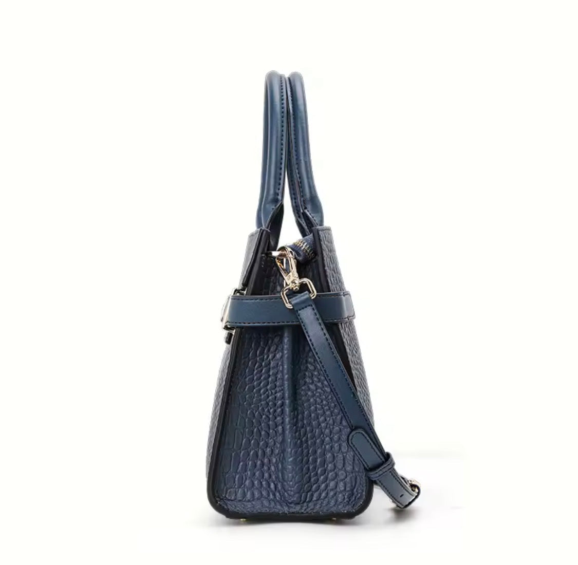 Elegant Cowhide Leather Women's Handbag – Crocodile Texture Top-Handle Purse & Structured Satchel