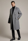 Men's 100% Cashmere Coat]Long Double Sided Overcoat]Classic Double Breasted Winter Trench Jacket]Formal Luxury Outerwear