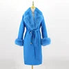 QIUCHEN- QC22018 2022 Autumn Winter Luxury Women's Cashmere Long Trench Coat With Real Fox Fur Collar Wool Coat