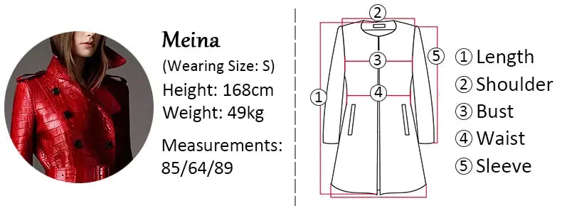 Lautaro Autumn Long Red Crocodile Print Leather Trench Coat for Women Belt Double Breasted Elegant British Style JNi3 shop