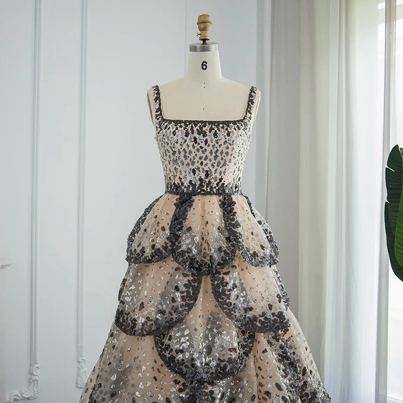 LSCZ31 Hot Sale Sleeveless Dinner Gown Luxury Women Petal Speckle Evening Dresses JNi3 shop