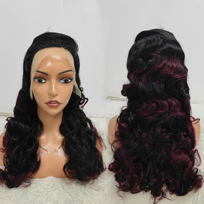 Letsfly300gram Knots Thick Layered Bouncy Wavy 13*4 Full Lace Frontal Wigs Human Hair JNi3 shop