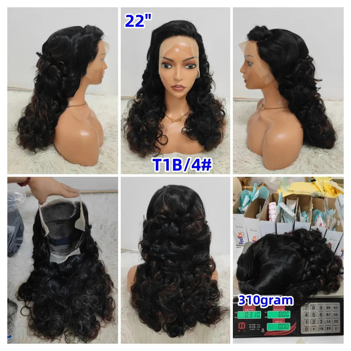 Letsfly300gram Knots Thick Layered Bouncy Wavy 13*4 Full Lace Frontal Wigs Human Hair JNi3 shop