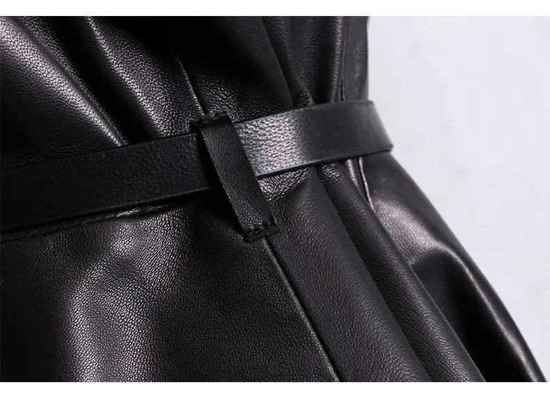 Nerazzurri High Quality Red Black Maxi Pu Leather Trench Coat for Women Extra Long Skirted Elegant Overcoat Fashion 5xl 6xl 7xl JNi3 shop