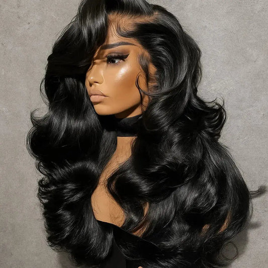 Letsfly300gram Knots Thick Layered Bouncy Wavy 13*4 Full Lace Frontal Wigs Human Hair JNi3 shop
