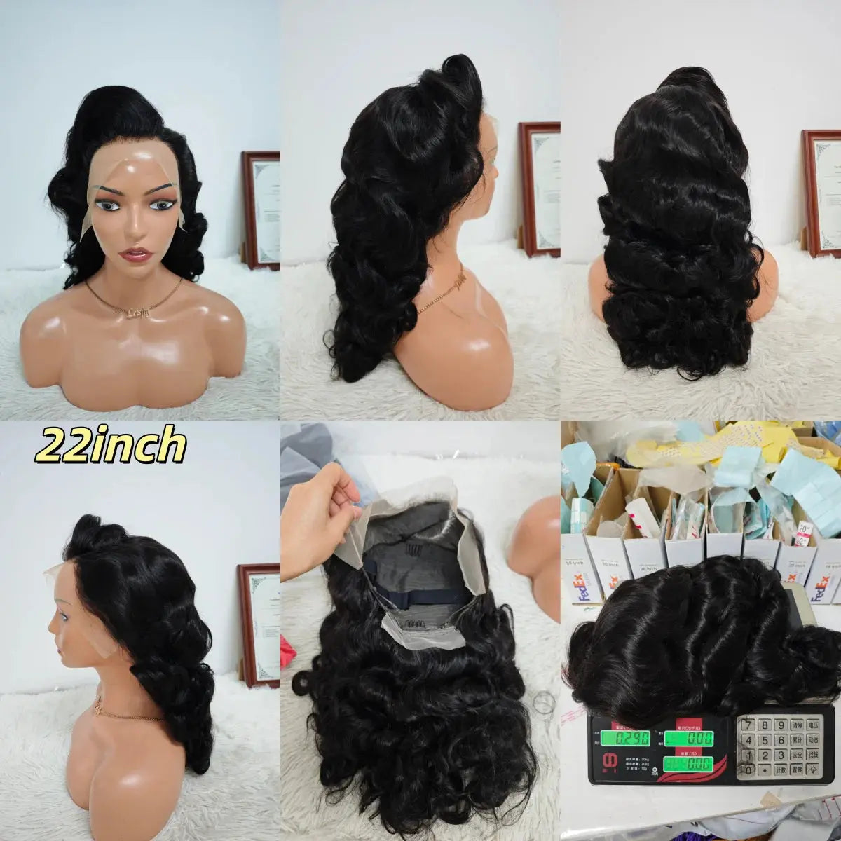 Letsfly300gram Knots Thick Layered Bouncy Wavy 13*4 Full Lace Frontal Wigs Human Hair JNi3 shop
