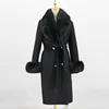 QIUCHEN- QC22018 2022 Autumn Winter Luxury Women's Cashmere Long Trench Coat With Real Fox Fur Collar Wool Coat