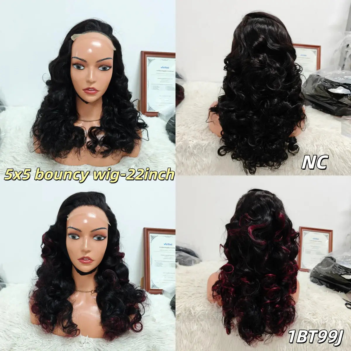 Letsfly300gram Knots Thick Layered Bouncy Wavy 13*4 Full Lace Frontal Wigs Human Hair JNi3 shop