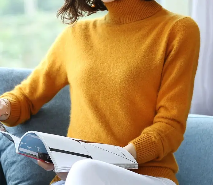 Autumn Winter 100% Mink Cashmere Sweater Women Knitwear Pullover Thick Warm Solid Color Plus Size Base  High Lapel Clothing Tops JNi3 shop