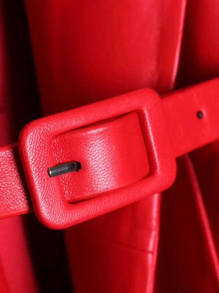 Nerazzurri High Quality Red Black Maxi Pu Leather Trench Coat for Women Extra Long Skirted Elegant Overcoat Fashion 5xl 6xl 7xl JNi3 shop