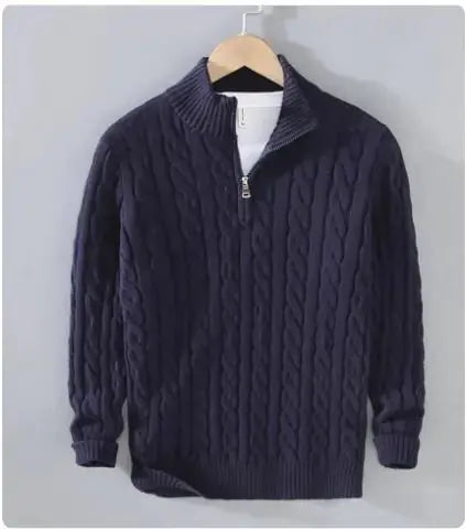 Men's Half-Turtleneck Zipper Sweater JNi3 shop