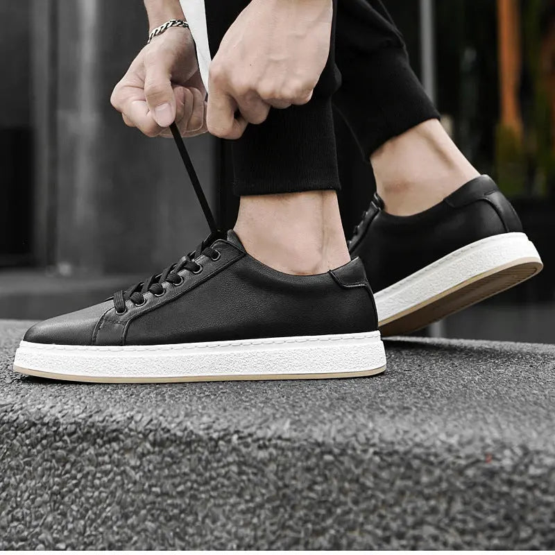 Men's Business Genuine Leather Lace-up Soft Bottom Platform Sneakers Dropshipman