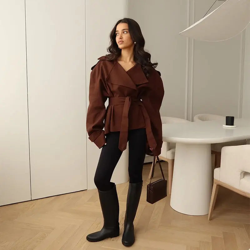 Women's Fashion Waist-controlled Long-sleeved Coat JNi3 shop